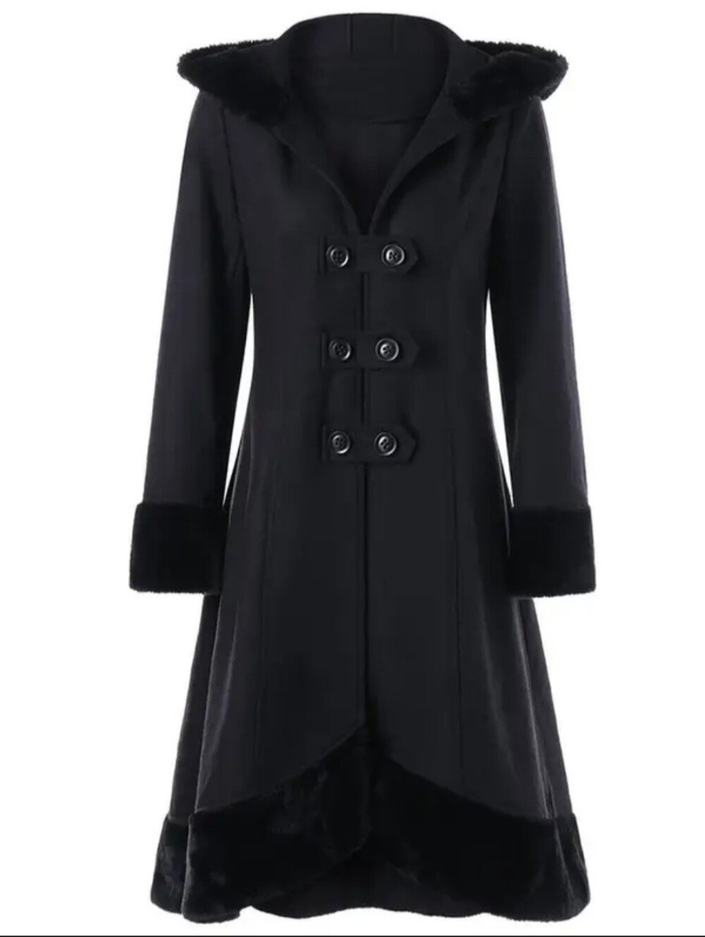 Gothic long black coat with lace up back